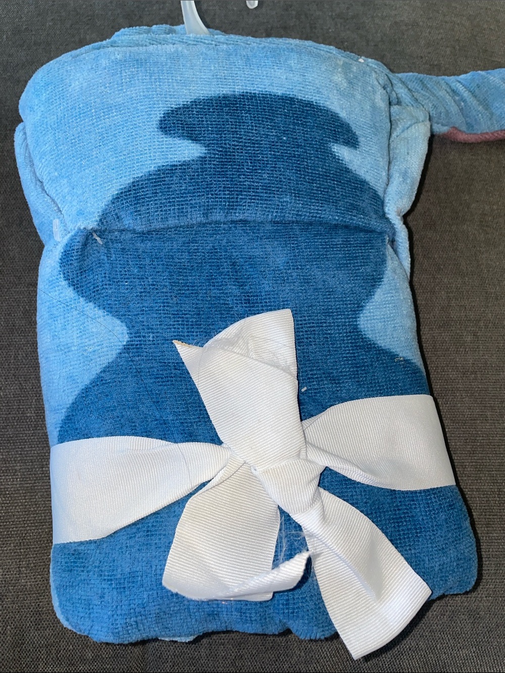 Disney Stitch Hooded Towel Wrap - Light Blue with Dark Blue and Pink Mouth - Picture 2 of 3
